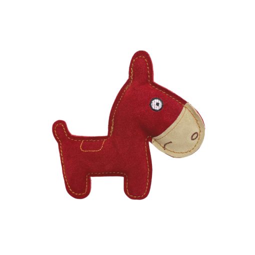 Prémium marhabőrből készült, piros szamár alakú kutyajáték